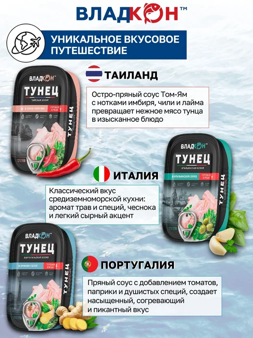 Владкон Набор рыбных консервов из тунца 3 шт х 110 г, 3 шт, 110 г, фото 2