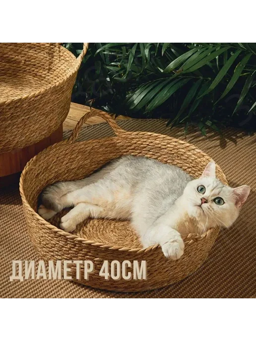 Лежанка для кошек и собак плетеная 40 см, вариант, фото 5
