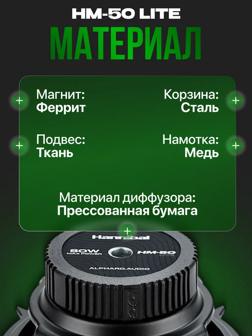 DEAF BONCE Колонки в машину 13 Hannibal HM-50 Lite, черный, фото 3
