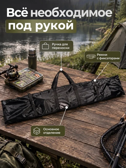 Free_Life Чехол для удочек 120см, черный, фото 3