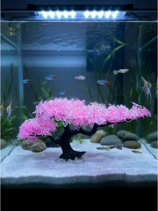 ZooPro Декор для аквариума Дерево 30 см, розовый, фото 3