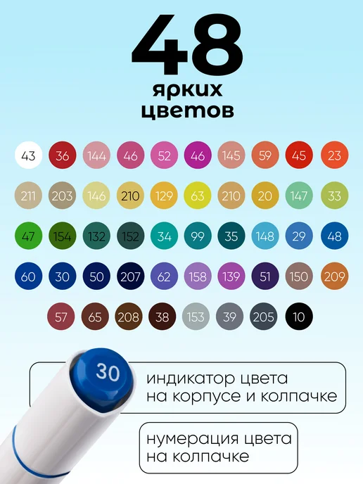 Гамма Акриловые маркеры для рисования 36 цветов, 48 цв., фото 2
