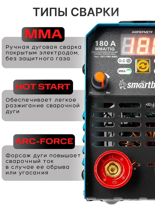 SmartBuy Сварочный аппарат MMA 180 А, голубой, фото 3