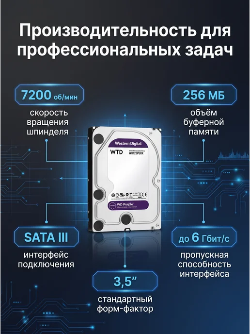 12Tb Жесткий диск WD Purple WD122PURZ, 12 ТБ, фото 3