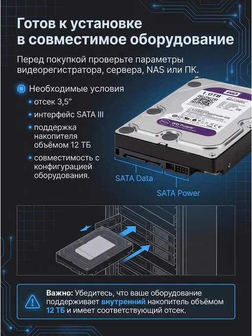 12Tb Жесткий диск WD Purple WD122PURZ, 12 ТБ, фото 5