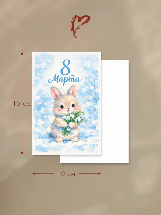 8 march Открытки 8 марта, 10 шт, бежевый, фото 2