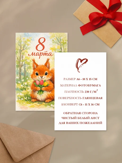 8 march Открытки 8 марта, 10 шт, бежевый, фото 3