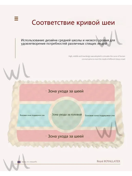 Ортопедическая подушка для сна, размер 55х35см, высота 10 см,,Подушка ортопедическая детская., 55x35 см, фото 7