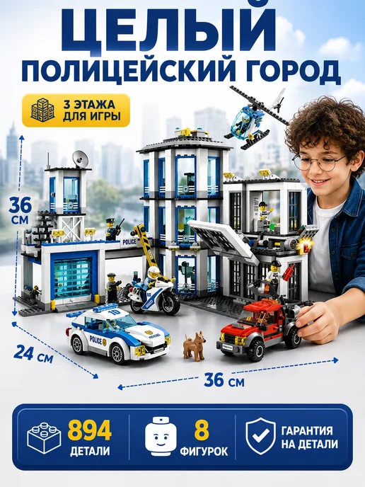 LEGO Конструктор для мальчиков Полицейский участок, синий, фото 2
