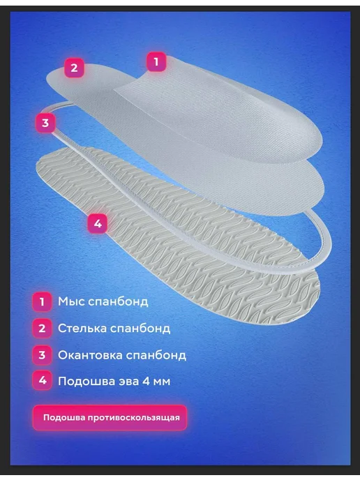 Тапочки для солярия белые бежевые 20 шт, 10 шт, фото 6