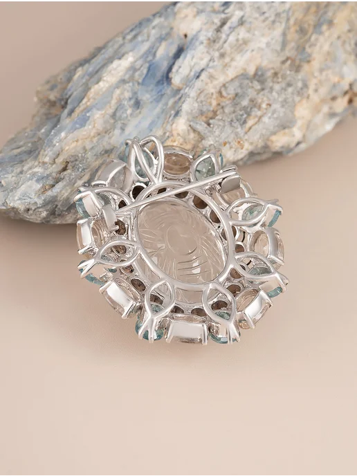 Milana silver Брошь серебро с кварцем, лунным камнем, серебристый, фото 2