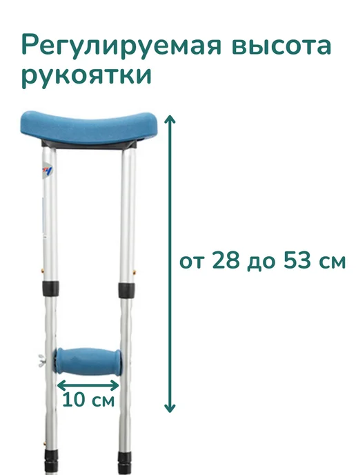 Костыли 10021P подмышечные для взрослых, складные, синий, фото 4