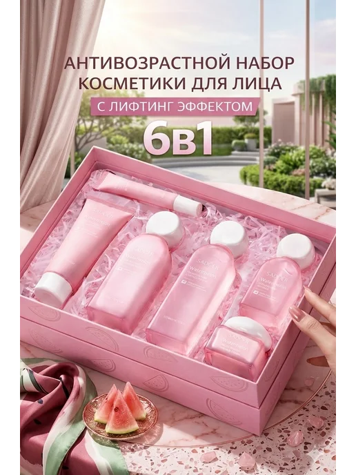 SADOER OFFICIAL Набор косметики для лица антивозрастной омолаживающий, розовый
