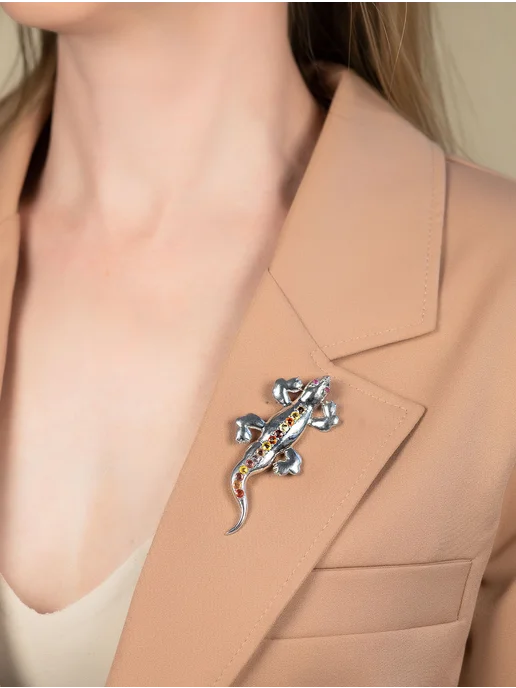 Milana silver Брошь серебро с рубином, сапфиром, серебристый, фото 4