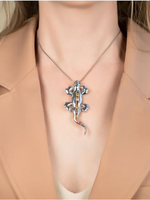 Milana silver Брошь серебро с рубином, сапфиром, серебристый, фото 5