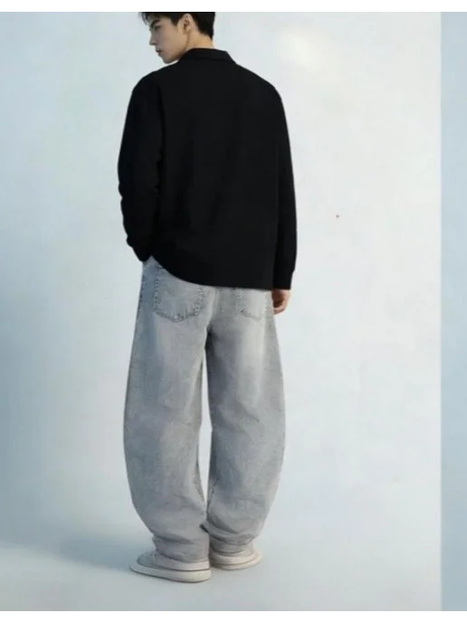 SIMANDA Джинсы Багги Подростковые oversize, серый, фото 2