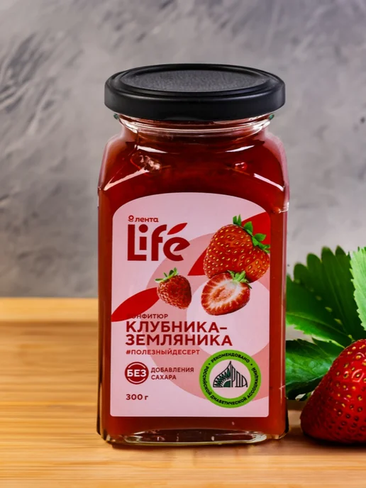 лента Варенье Клубника-земляника, без сахара, 300г, 300 г, фото 2