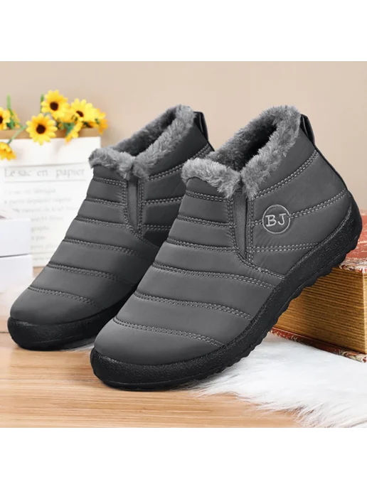 Теплые водонепроницаемые ботинки Slip On для зимы, серые 45, серый, фото 3