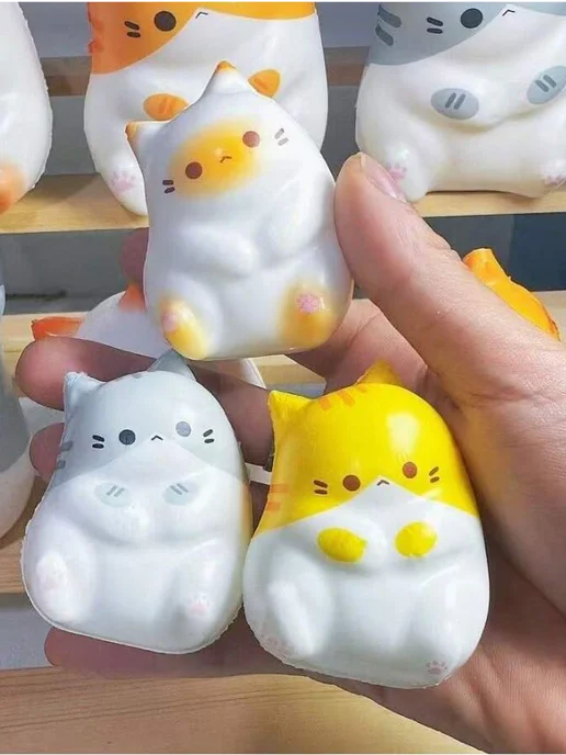 Игрушка-антистресс Мягкая кошка Оранжевый Оранж, оранжевый, фото 5