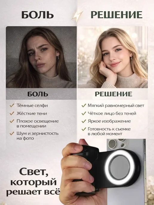 Айсару3 Лампа для телефона селфи держатель с подсветкой, черный, фото 2