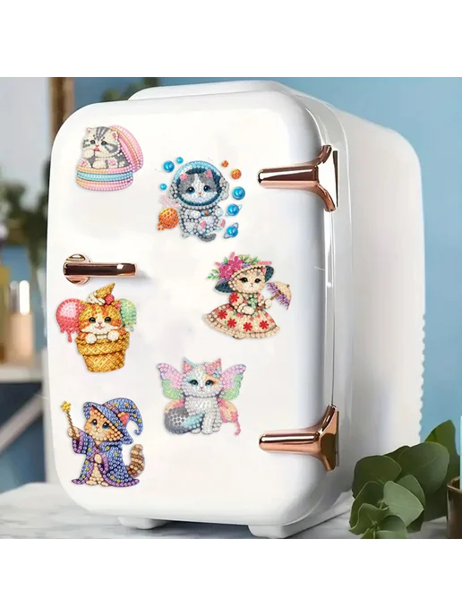 6шт Набор магнитов для рисования алмазами Cats DIY, 6 шт, фото 2