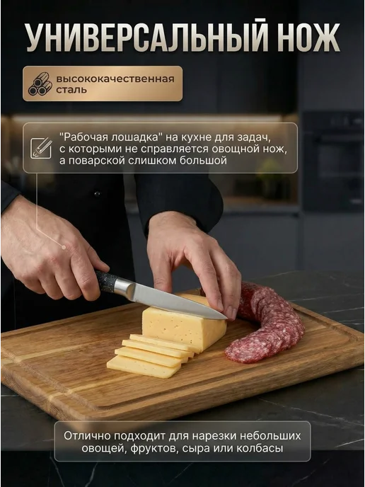 Promi.Home Ножи кухонные набор на подставке, серый, фото 4