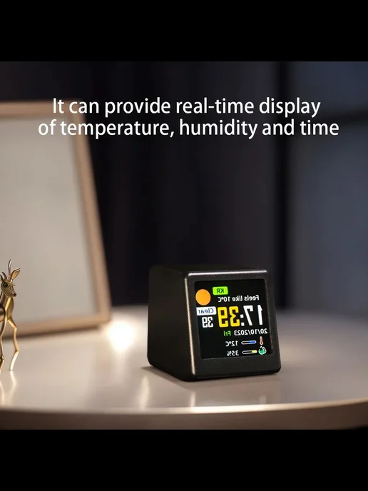 Метеостанция Мини Многофункциональная LCD Черный, черный, фото 2