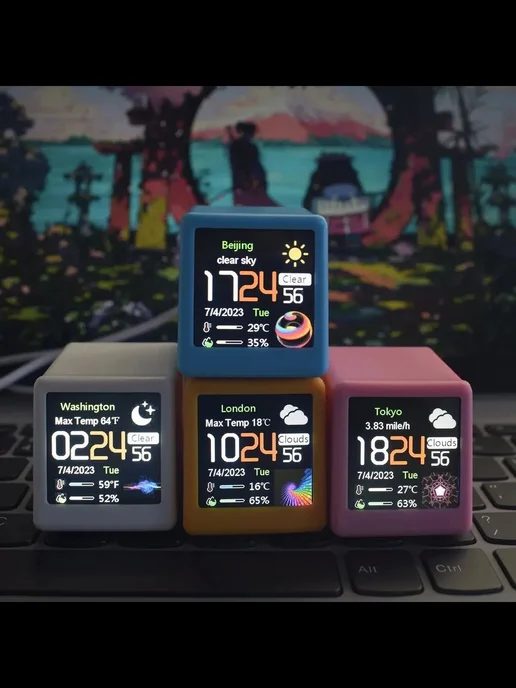 Метеостанция Мини Многофункциональная LCD Черный, черный, фото 7