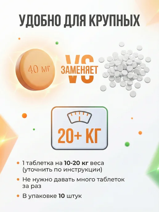 Обезболивающие таблетки для собак и кошек дротаверина 20 мг, 40, фото 3