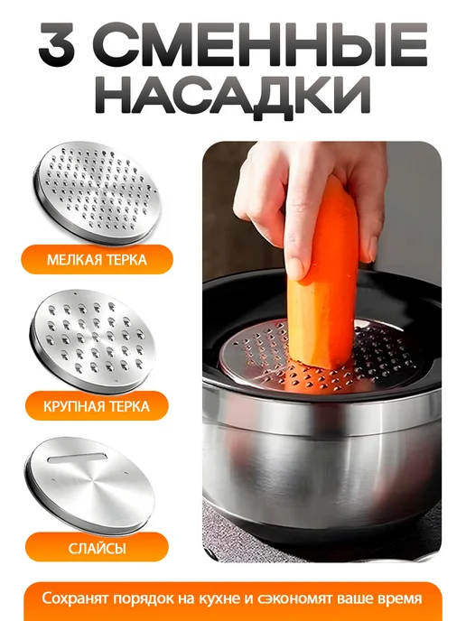 Набор стальных мисок для кухни с крышками и терками 5 штук, черный, фото 4