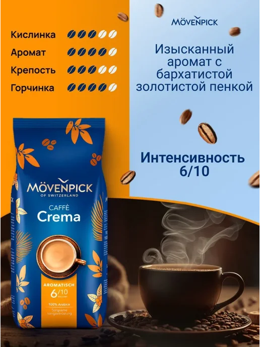 Movenpick Кофе в зернах арабика 1 кг МОВЕНПИК Crema, 1 кг, фото 2
