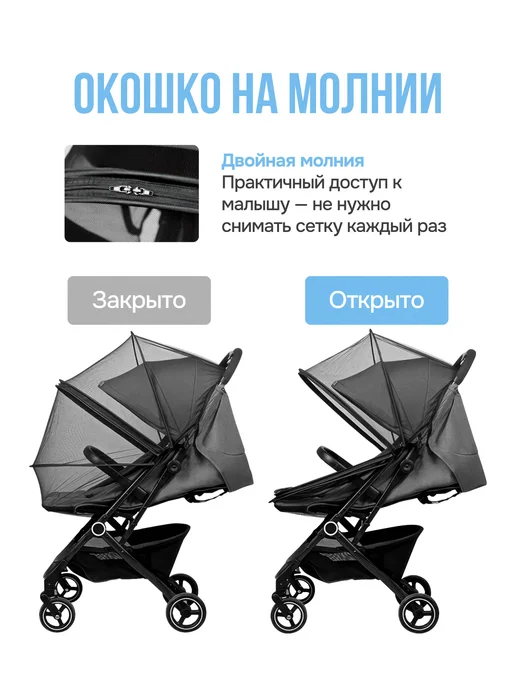 MarketNest Москитная сетка на коляску универсальная, черный, фото 5