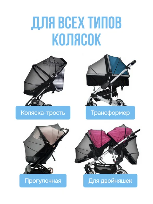 MarketNest Москитная сетка на коляску универсальная, черный, фото 7