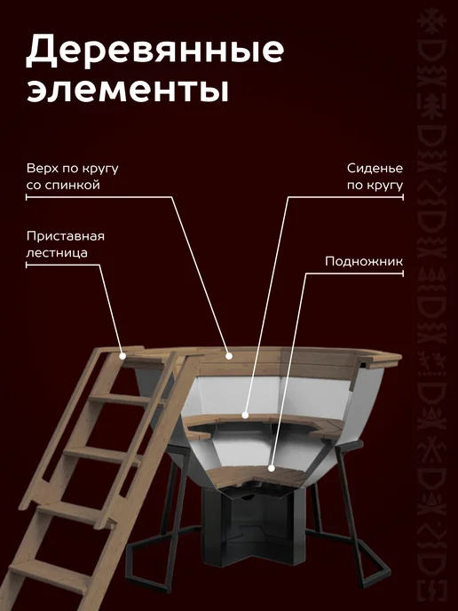 Сибирский Банный Чан Банный чан на 6 человек с печью из черного металла, черный, фото 4
