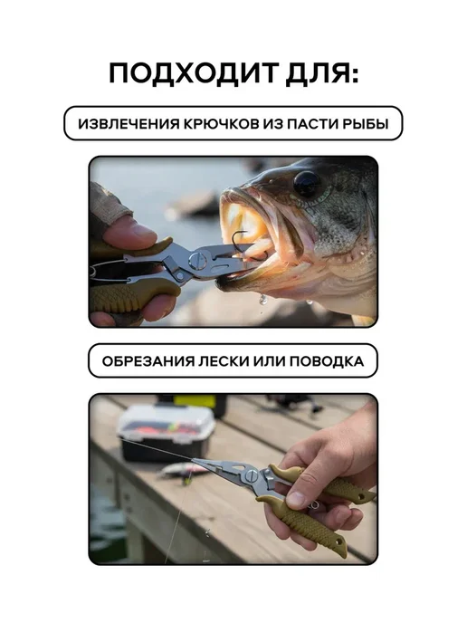 Изба-Рыбака Плоскогубцы рыболовные 14 см многофункциональные, зеленый, фото 2