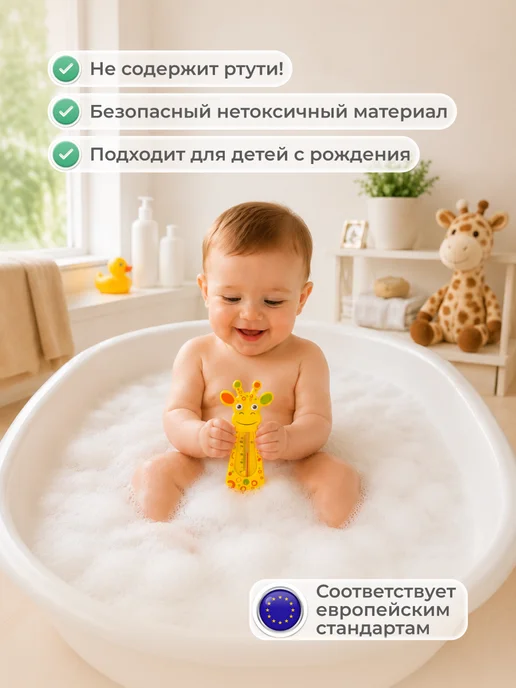 Betababy Термометр для воды для новорожденных для купания Жираф 0м+, 0 м, фото 3