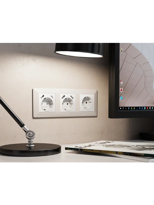 Ambrella Volt Рамка 3 поста белый матовый AF110123, белый