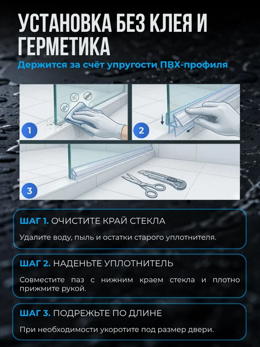 San-Serv Уплотнитель для двери душевой кабины, вариант, фото 4