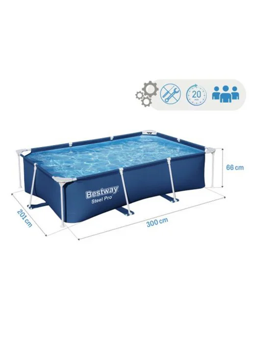 Bestway Бассейн каркасный прямоугольный 56404 BW 300х201х66см, 300x201x66 см, фото 2