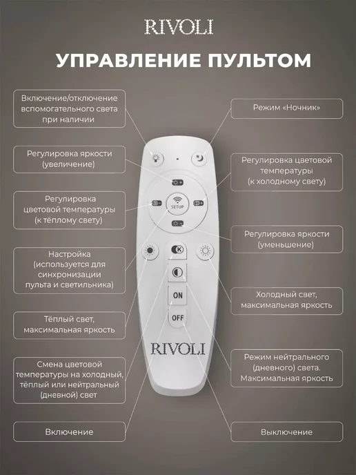 Rivoli Люстра потолочная светодиодная с пультом 57 Вт, 57 Вт, фото 7