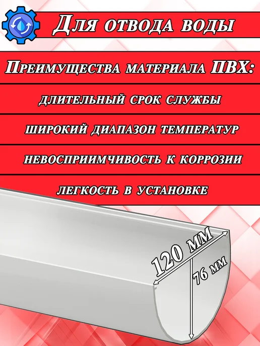 Docke Желоб водосточный d 120 мм 1 метр Деке Премиум 4 штуки, 1,5 м, фото 2