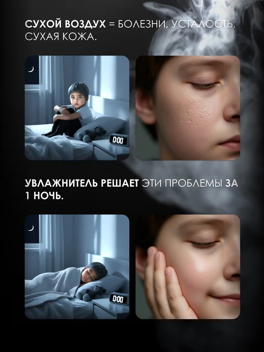 Увлажнитель воздуха для дома с аромадиффузором и подсветкой, белый, в упаковке 1,2 кг, фото 2