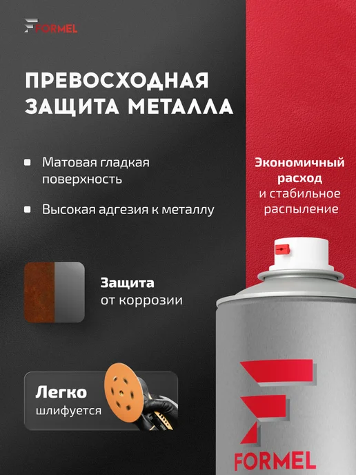 FORMEL Грунт акриловый 1К аэрозоль 520мл, серый, 520 мл, фото 2