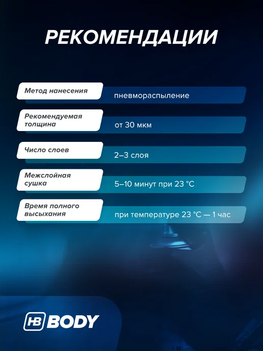 HB BODY Лак автомобильный 2К HS акриловый 400 мл прозрачный, 400 мл, фото 5