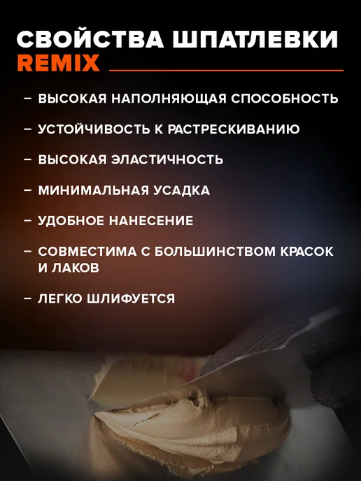 Remix Шпатлевка автомобильная универсальная 2К полиэфирная 0,38 кг, 250 г, фото 2