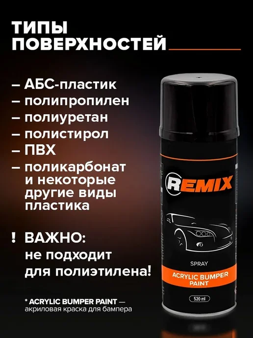 Remix Грунт-эмаль для пластика графит 520 мл аэрозоль, 520 мл, фото 3