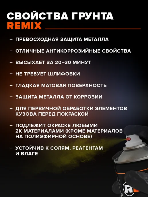 Remix Грунт быстросохнущий кислотный протравливающий 1К, 520 мл, 520 мл, фото 2