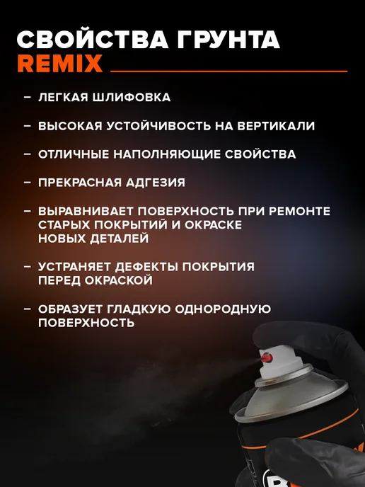 Remix Грунтовка акриловая 1К черная 520 мл Праймер, 520 мл, фото 2