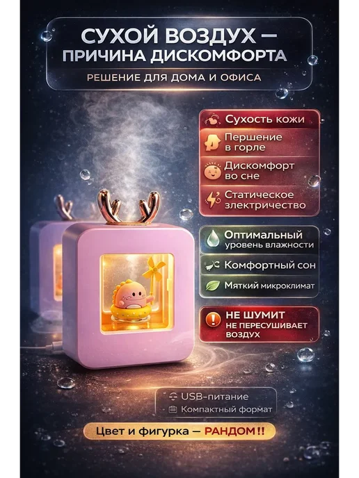 LIVMES Увлажнители воздуха для дома бесшумный, фиолетовый, фото 2