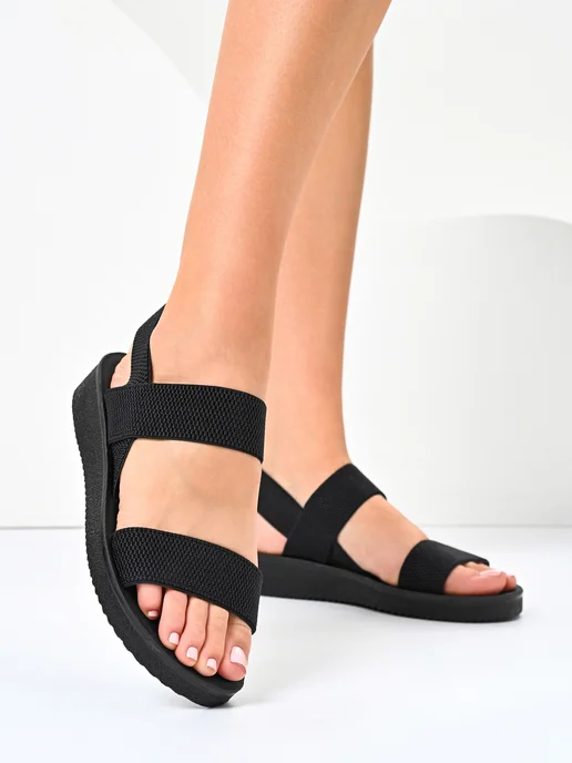 Only Shoes Сандалии летние пляжные на резинках, черный, фото 2